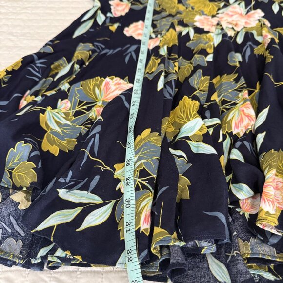 Aakaa Womens Floral Dress S 100% Rayon Navy Long Sleeves - Picture 10 of 10